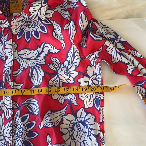 Ruby Rd 100%cotton wrinkle resistant button up long sleeve shirt pink purple 14 - Picture 11 of 12